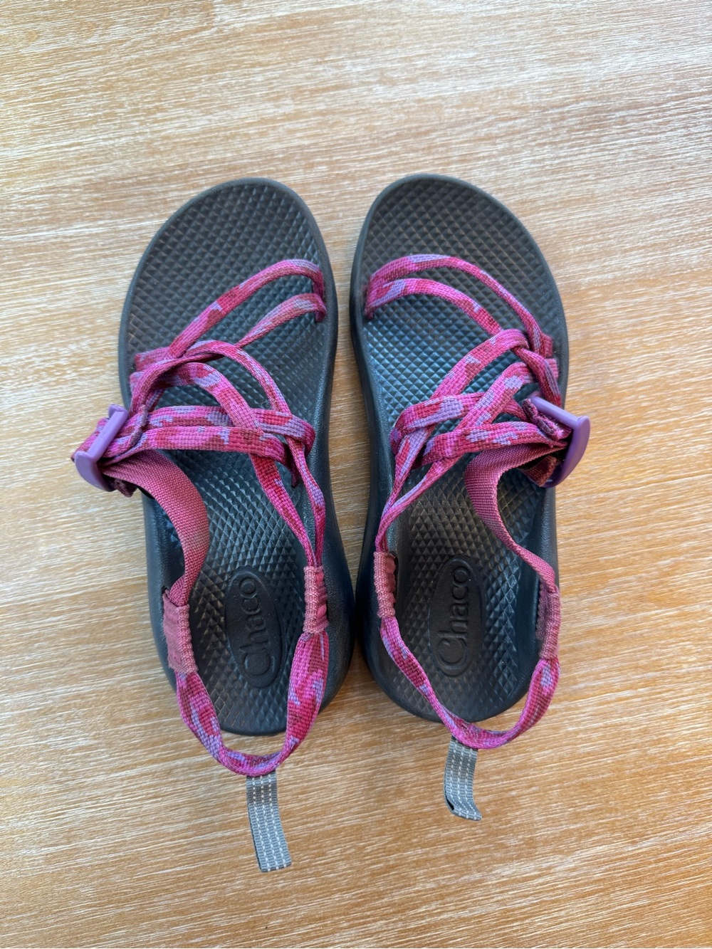 Chaco Pink and Black Strappy Sandals